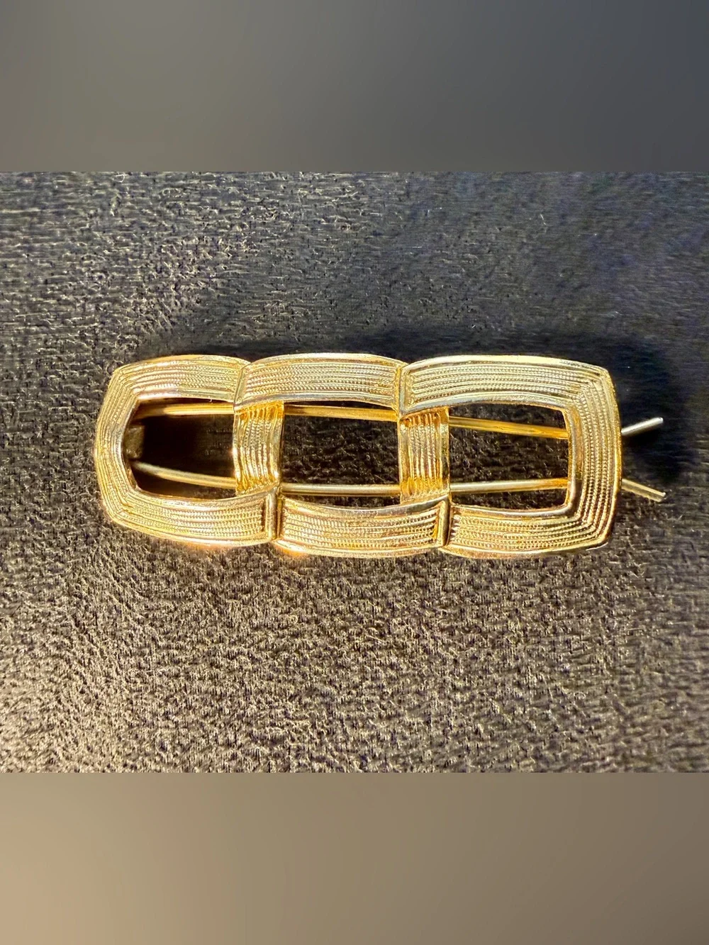 Vintage 1970s Gold Tone Geometric Barrette